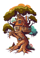 fantasía árbol casa, fantasía, casa, árbol, bosque, generativo ai png