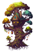 Fantasy Tree House, fantasy, house, tree, woods, png