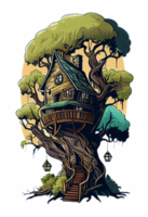 Fantasy Tree House, fantasy, house, tree, woods, png