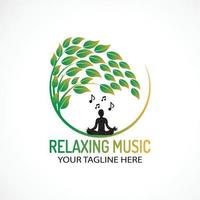 relajante música logo modelo diseño vector