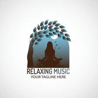 relajante música logo modelo diseño vector