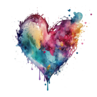 Watercolor rainbow heart, Concept love relationship, watercolor heart shape png