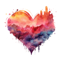 Watercolor rainbow heart, Concept love relationship, watercolor heart shape png