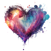 Watercolor rainbow heart, Concept love relationship, watercolor heart shape png