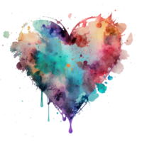 acquerello arcobaleno cuore, concetto amore relazione, acquerello cuore forma generativo ai png