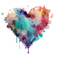 Watercolor rainbow heart, Concept love relationship, watercolor heart shape png