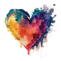 Watercolor rainbow heart, Concept love relationship, watercolor heart shape png