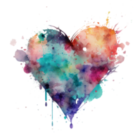 Watercolor rainbow heart, Concept love relationship, watercolor heart shape png