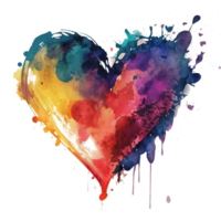 vattenfärg regnbåge hjärta, begrepp kärlek relation, vattenfärg hjärta form generativ ai png