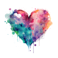 vattenfärg regnbåge hjärta, begrepp kärlek relation, vattenfärg hjärta form generativ ai png