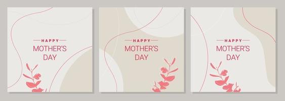 Happy Mothers Day. Greeting card set boho style pastel color. Mothers day banner or poster design template. vector