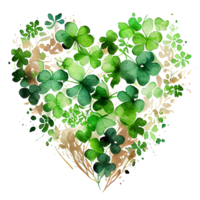 klaver bladeren in de hart vorm geven aan, st Patrick dag, waterverf Klaver bladeren, waterverf voorjaar achtergrond, generatief ai png