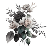 aguarela floral ramalhete composição com rosas, png transparente fundo, generativo ai.