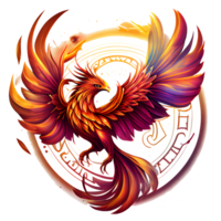 mystisk mytisk karaktär fågel Fenix, fågel Fenix fågel på en transparent bakgrund, fågel Fenix logotyp, generativ ai, png