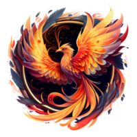 mystisk mytisk karaktär fågel Fenix, fågel Fenix fågel på en transparent bakgrund, fågel Fenix logotyp, generativ ai, png