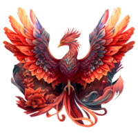 mystisk mytisk karaktär fågel Fenix, fågel Fenix fågel på en transparent bakgrund, fågel Fenix logotyp, generativ ai, png