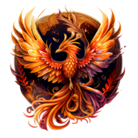 mystisk mytisk karaktär fågel Fenix, fågel Fenix fågel på en transparent bakgrund, fågel Fenix logotyp, generativ ai, png