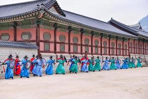 SEOUL, SOUTH KOREA - NOV 13, 2017-The Royal Guard-training Ceremony at Gyeongbokgung Palace in Seoul, Korea photo
