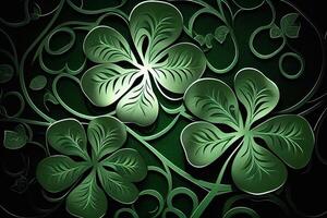 style illustration of St. Patrick's day green lucky clover leaf AI photo