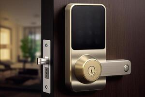 Door knobs handles realistic composition, digital dial pad of ha AI photo