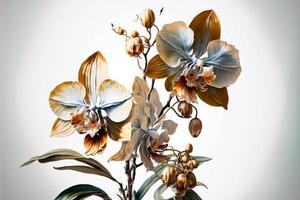 Beautiful orchid painting, white background. AI digital illustration photo