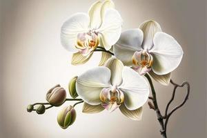 Beautiful orchid painting, white background. AI digital illustration photo