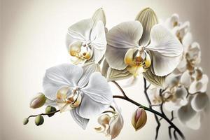 Beautiful orchid painting, white background. AI digital illustration photo