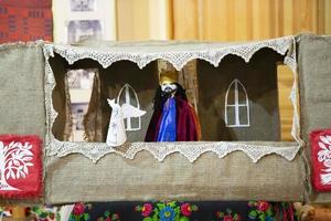 Belarus, the city of Gomil, December 24, 2016. Christmas time.Slavic puppet show Batleyka. Belarusian ethnic theater. photo