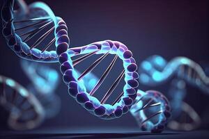 DNA digital, sequence, code structure with glow. Science concept and nano technology background. design. AI photo