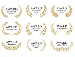 Collection of golden  award nomination laurel wreath vector illustration