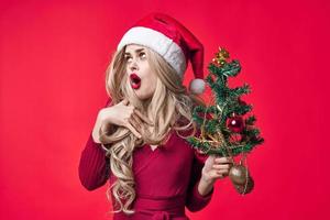 woman wearing santa claus costume fashion holiday toys decoration christmas photo