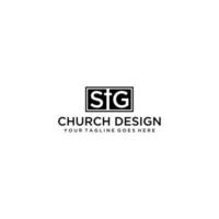 STG letter with church logo design vector