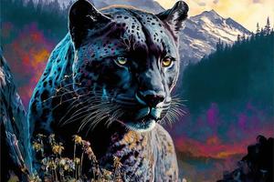 Black panther illustration, artistic style. AI photo