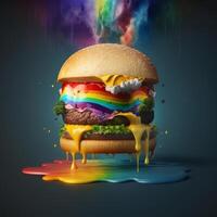 uiux hamburger dripping with cheese like rainbow image photo