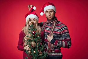 man and woman holiday new year christmas romance photo