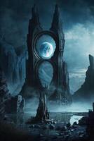stunning futuristic mystical alien temple image photo