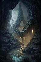 stunning futuristic mystical alien temple made of made of rock photo