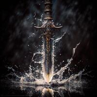 sword with life drain energy coming out weapon photo