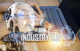 The concept of using artificial intelligence to control the system, industry using artificial intelligence,industry 5.0 photo