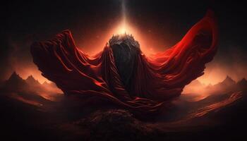 epic cinematic realism levitating red rippled illustration photo