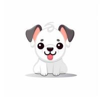 flat cartoon cute white dog mascot logo on white background photo