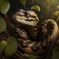 A dangerous snake in the jungle image photo