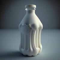 A stunning milk bottle on plane background photo