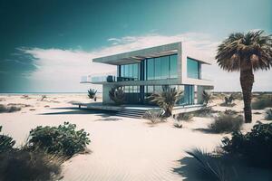 A modern realistic house on beautiful photo
