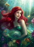 An adorable image of mermaid under the sea beautiful image generative AI photo