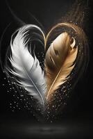 Beautiful feathers white and light gold tears image photo