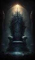 biggest throne of king in the castle of a darkness image photo