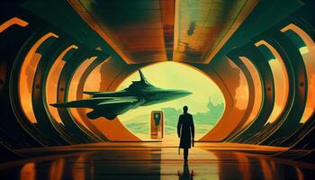 Phillip Kdick style science fiction scene in a spaceship image photo