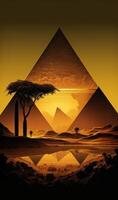 pirámides ver a puesta de sol con arboles y suelo generativo ai foto