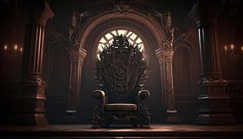 Majestic throne in the castle of darkness image vacant throne image photo